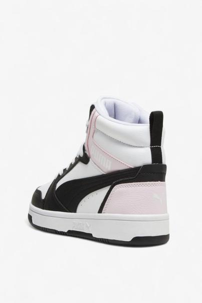 PUMA Rebound V6 Mid Shoes White/Black/Pink