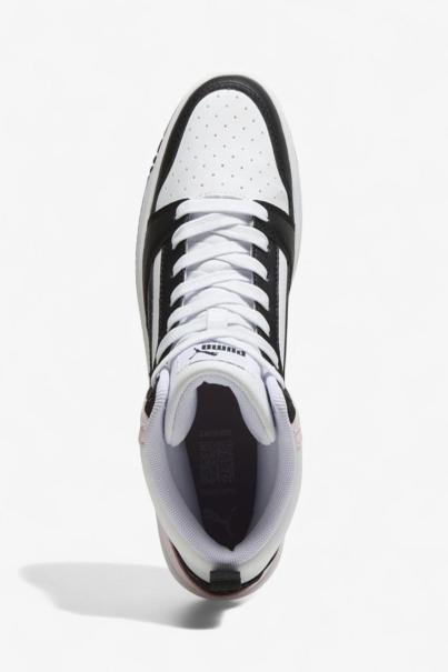 PUMA Rebound V6 Mid Shoes White/Black/Pink