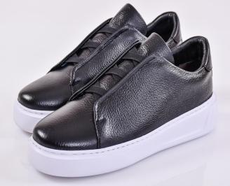 Мъжки кецове естествена кожа черни EOBUVKIBG