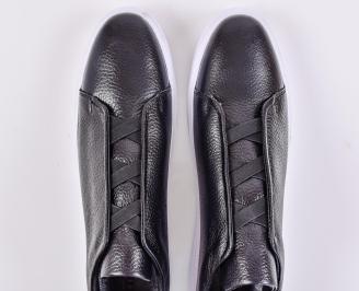 Мъжки кецове естествена кожа черни EOBUVKIBG