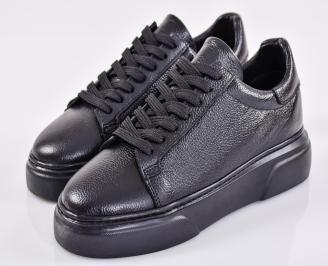 Мъжки кецове естествена кожа черни EOBUVKIBG