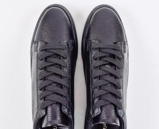 Мъжки кецове естествена кожа черни EOBUVKIBG