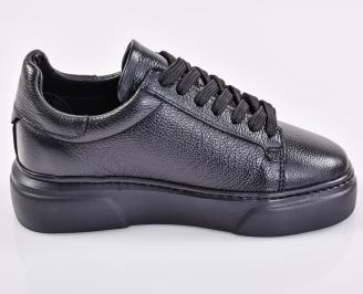 Мъжки кецове естествена кожа черни EOBUVKIBG