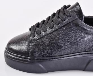 Мъжки кецове естествена кожа черни EOBUVKIBG