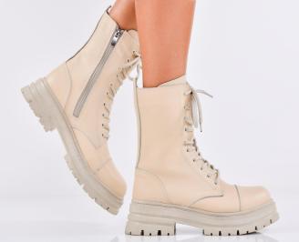 Дамски боти естествена кожа бежови EOBUVKIBG