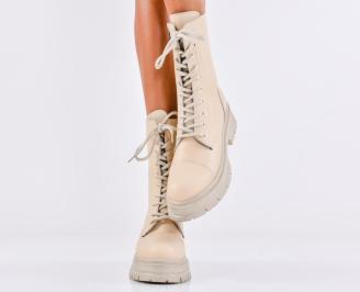 Дамски боти естествена кожа бежови EOBUVKIBG