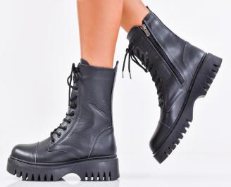 Дамски боти естествена кожа черни EOBUVKIBG