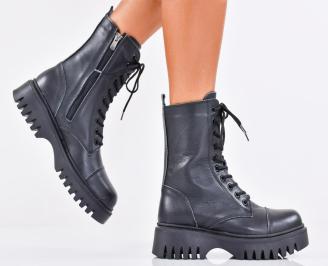 Дамски боти естествена кожа черни EOBUVKIBG