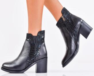 Дамски елегантни боти естествена кожа черни EOBUVKIBG