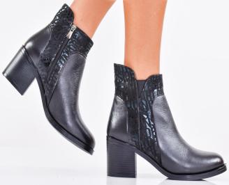 Дамски елегантни боти естествена кожа черни EOBUVKIBG