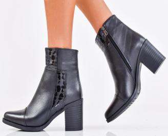 Дамски елегантни боти естествена кожа черни EOBUVKIBG