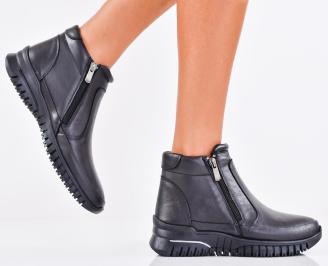 Дамски боти естествена кожа черни EOBUVKIBG