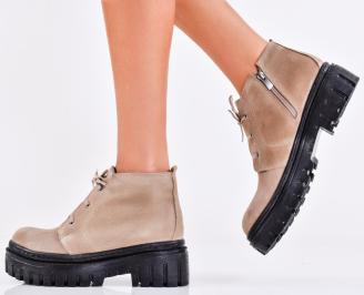 Дамски боти естествен набук бежови EOBUVKIBG