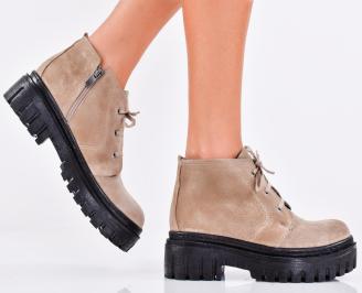 Дамски боти естествен набук бежови EOBUVKIBG