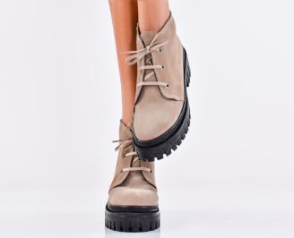 Дамски боти естествен набук бежови EOBUVKIBG