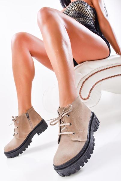 Дамски боти естествен набук бежови EOBUVKIBG