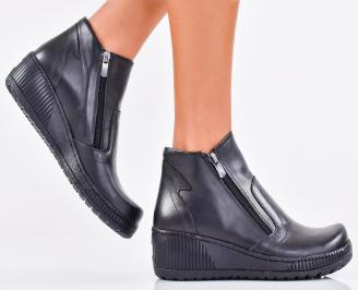 Дамски боти естествен кожа черни EOBUVKIBG