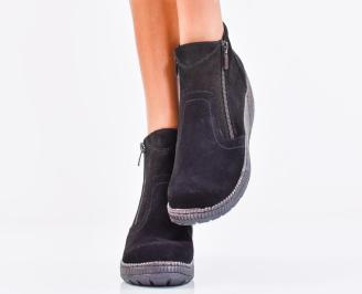 Дамски боти естествен набук черни EOBUVKIBG