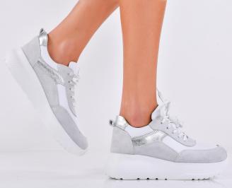 Дамски сникърси естествена кожа бели EOBUVKIBG