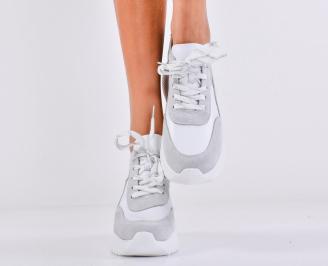 Дамски сникърси естествена кожа бели EOBUVKIBG