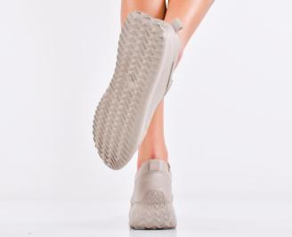 Дамски сникърси естествена кожа бежови EOBUVKIBG