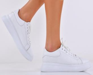Дамски сникърси естествена кожа бели EOBUVKIBG