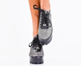 Дамски сникърси естествена кожа черни EOBUVKIBG