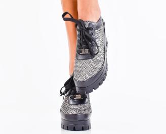 Дамски сникърси естествена кожа черни EOBUVKIBG