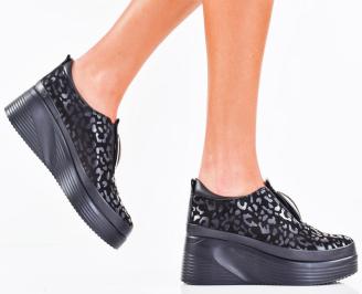 Дамски сникърси естествена кожа черни EOBUVKIBG