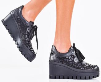 Дамски сникърси естествена кожа черни EOBUVKIBG