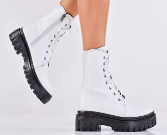 Дамски боти естествена кожа бели EOBUVKIBG