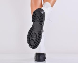 Дамски боти естествена кожа бели EOBUVKIBG