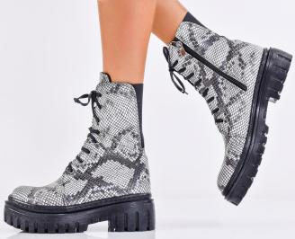 Дамски боти естествена кожа бели EOBUVKIBG