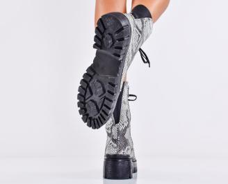 Дамски боти естествена кожа бели EOBUVKIBG