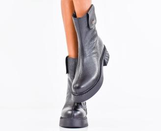 Дамски боти естествена кожа черни EOBUVKIBG