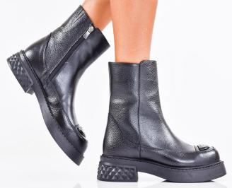 Дамски боти естествена кожа черни EOBUVKIBG