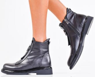 Дамски боти естествена кожа черни EOBUVKIBG