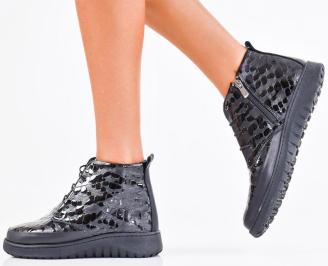 Дамски боти естествена кожа черни EOBUVKIBG