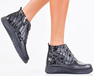 Дамски боти естествена кожа черни EOBUVKIBG