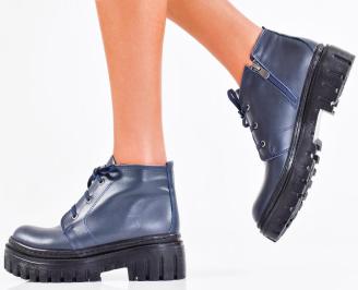 Дамски боти естествена кожа сини EOBUVKIBG