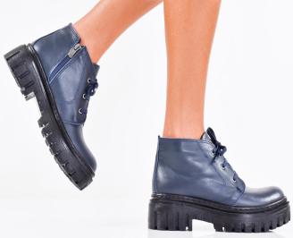 Дамски боти естествена кожа сини EOBUVKIBG