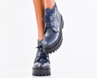 Дамски боти естествена кожа сини EOBUVKIBG