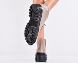 Дамски боти естествена кожа бежови EOBUVKIBG