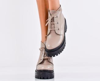 Дамски боти естествена кожа бежови EOBUVKIBG