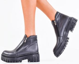 Дамски боти естествена кожа черни EOBUVKIBG