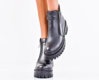 Дамски боти естествена кожа черни EOBUVKIBG