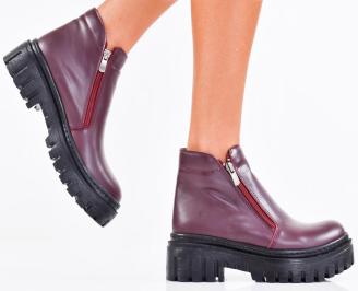 Дамски боти естествена кожа бордо EOBUVKIBG