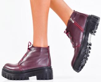 Дамски боти естествена кожа бордо EOBUVKIBG