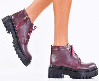 Дамски боти естествена кожа бордо EOBUVKIBG