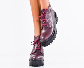 Дамски боти естествена кожа бордо EOBUVKIBG